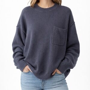 Fate Womens Knit Blue Oversized Blue Gray Crewneck Sweater, Size Medium